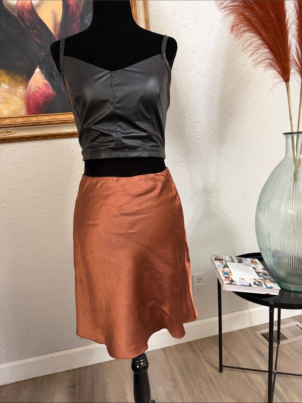 Babaton Satin A-Line Skirt in Copper